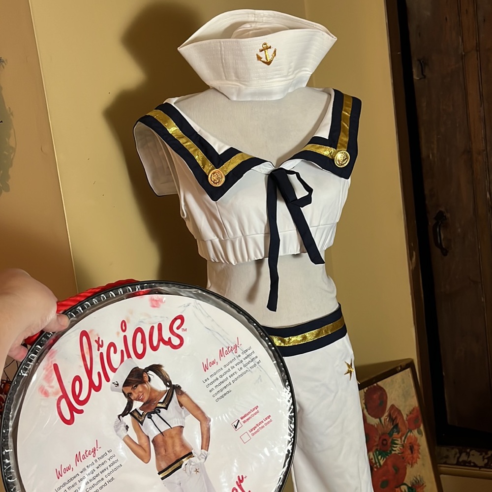 Vtg Sexy Sexy Navy Boat Captain DressUp sz Medium/Large WOW MATEY! by Delicious - Picture 1 of 16